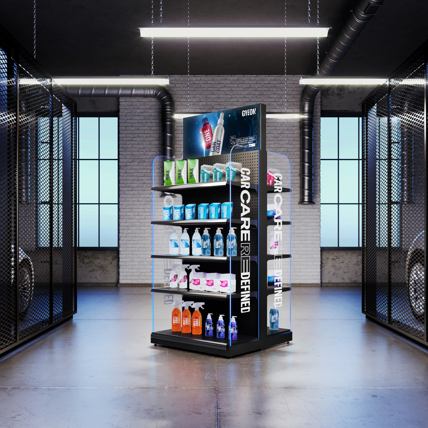 POS Stander til fremvisning af bilplejeprodukter